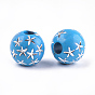 Perles acryliques plaquées, métal enlacée, ronde avec des étoiles