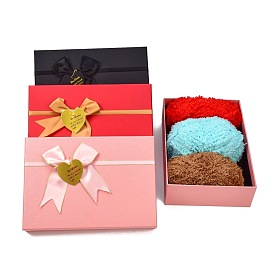 Coffrets cadeaux rectangles en carton, avec nœud papillon et couvercles, pour l'anniversaire, mariage, douche de bébé
