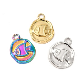 Ion Plating(IP) 304 Stainless Steel Pendants, Fish Charms