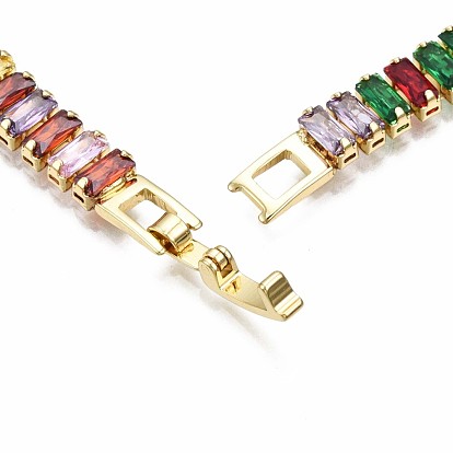 Cubic Zirconia Classic Tennis Bracelet, Brass Cubic Zirconia Link Chain Bracelet for Women, Nickel Free