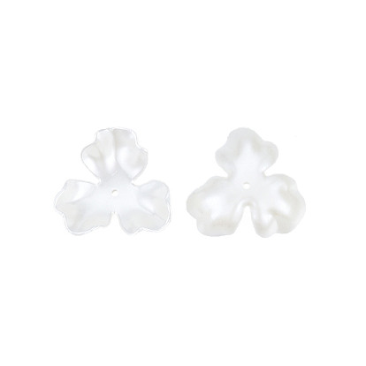 3-Petal ABS Plastic Imitation Pearl Bead Caps, Flower