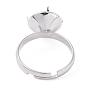 Adjustable 304 Stainless Steel Finger Rings Components, Diamond