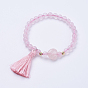 Bracelets de charme pompon, avec des perles de pierres fines, ronde