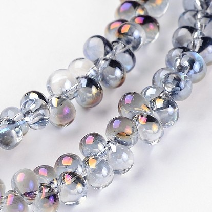 Teardrop Electroplate Glass Beads Strands, Top Drilled Beads, 3x3mm, Hole: 0.5mm, about 291pcs/strand, 17.7 inch