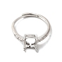 Adjustable Alloy Pad Ring Settings, with Clear Cubic Zirconia, Prong Ring Settings