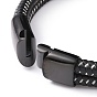 Bracelet double cordon tressé en microfibre noire avec 304 fermoirs magnétiques en acier inoxydable, bracelet punk pour hommes femmes