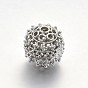 Alliage perles rondes en filigrane creuse, boule en filigrane, 13.5x14mm, Trou: 2mm