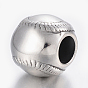 304 Stainless Steel European Beads, Large Hole Beads,  Tennis