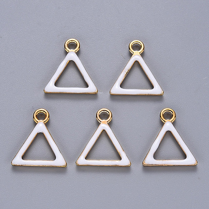 Alloy Enamel Charms, Triangle, Light Gold