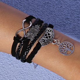 Винтажный кожаный браслет со слоями животных - европейское и американское персонализированное украшение для женщин.