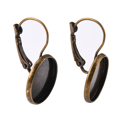 Brass Leverback Earring Findings, 29x18mm, Pin: 0.8mm, Tray: 16mm