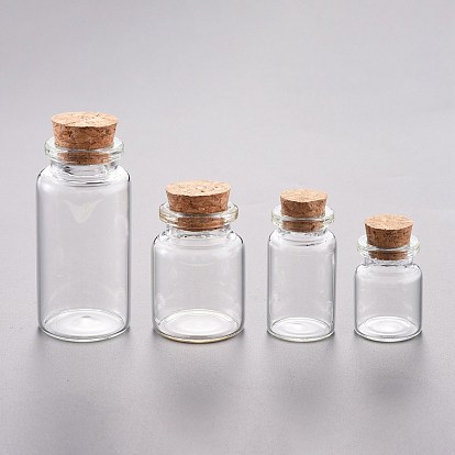 Glass Bead Containers, with Cork Stopper, Wishing Bottle