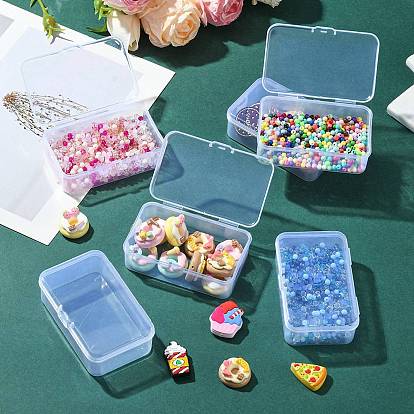6Прозрачная пластиковая коробка с откидной крышкой., для поделок искусства, бриллианты для ногтей, Хранение бисера, прямоугольные