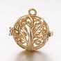 Brass Cage Pendants, For Chime Ball Pendant Necklaces Making, Hollow Round with Tree of Life