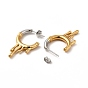 Two Tone 304 Stainless Steel Melting Dripping Stud Earrings, Half Hoop Earrings for Women