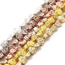 Electroplated Natural Lava Rock Beads Strands, Hexagon