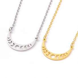 Alloy Moon Phase Pendant Necklace for Women