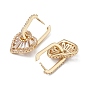 Heart Cubic Zirconia Hoop Earrings, Real 16K Gold Plated Brass Dangle Earrings for Women