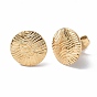 304 Stainless Steel Textured Flat Round Stud Earrings for Women