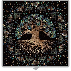 Nappes en toile de jute, nappe carrée motif arbre de vie