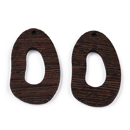 Colgantes de madera de wengué natural, sin teñir, encantos ovalados irregulares