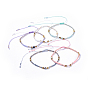 Bracelets de perles tressées en fil de nylon ajustable, avec perles de rocaille en verre et perles rondes à facettes de pierres précieuses naturelles