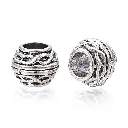 Alliage de zinc de style tibétain perles européennes, Perles avec un grand trou   , sans plomb et sans cadmium, rondelle