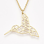 201 Stainless Steel Pendant Necklaces, with Cable Chains, Hummingbird