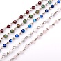 Handmade Gemstone Beads Chains for Necklaces Bracelets Making, with Iron Eye Pin, Unwelded, Platinum, 39.3 inch