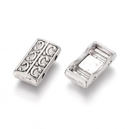 Tibetan Style Alloy Multi-strand Links, Lead Free and Cadmium Free, Rectangle, 14x8x3mm, Hole: 2mm
