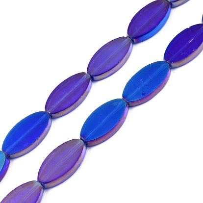 Brins de perles de verre transparentes peintes, ovale