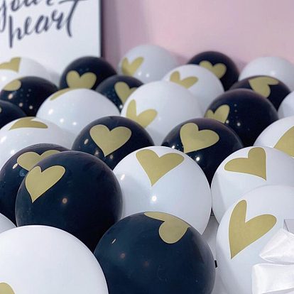 Ballons ronds avec coeur en latex doré sur le thème de la saint valentin, pour les décorations de maison de festival de fête