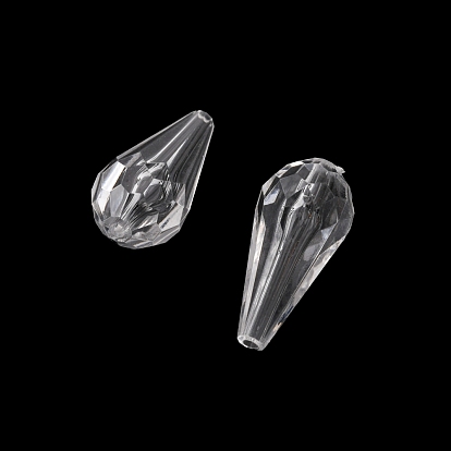 Transparent Acrylic Beads, Faceted, Drop, 21x11mm, Hole: 2mm