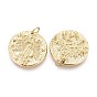 Ion Plating(IP) 304 Stainless Steel Pendants, with Jump Rings, Textured, Double Sided Pattern, Flat Round with Angel