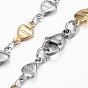 304 ensembles de bijoux de la chaîne de liaison de coeur en acier inoxydable, colliers et bracelets, avec fermoir pince de homard, mot d'amour, pour Saint Valentin