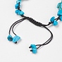 Dyed & Synthetic Turquoise(Dyed) Braided Bead Bracelets, with Nylon Cord, Chips & Tortoise