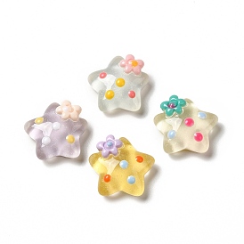 Translucent Resin Cabochons, Star with Flower & Polka Dot