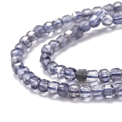 Natural Iolite/Cordierite/Dichroite Beads Strands, Faceted, Cube