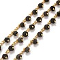 Gemstone Beaded Chains, with Ion Plating(IP) Brass Chain, Long-Lasting Plated, Soldered