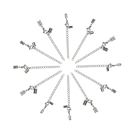 Unicraftale 304 Stainless Steel Chain Extender, with Cord Ends and Lobster Claw Clasps