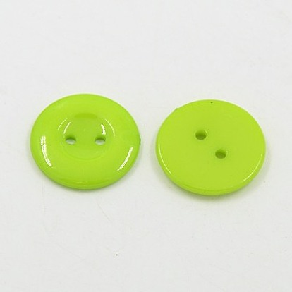 Acrylic Sewing Buttons for Costume Design, Plastic Shirt Buttons, 2-Hole, Dyed, Flat Round, 18x2.5mm, Hole: 2mm