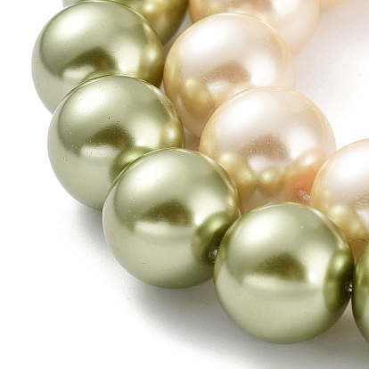 Eco-Friendly Dyed Glass Pearl Round Beads Strands, Grade A, Cotton Cord Threaded