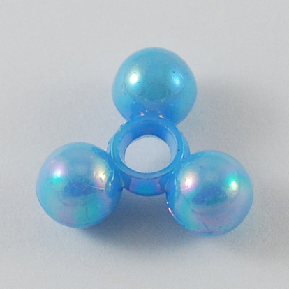 Tri perles en plastique opaques pour la fabrication d'ornements de Noël, couleur ab , triangle, couleur mixte, 19x17x8mm, Trou: 4mm