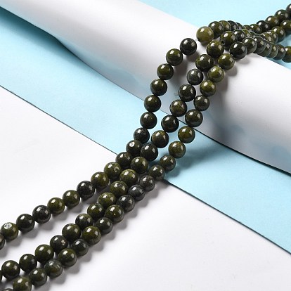 Brins de perles d'épidote naturelles, ronde