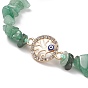 Ensembles de bracelets de perles tressées en pierres précieuses naturelles, alliage strass et émail mauvais œil bracelets de lien pour les femmes