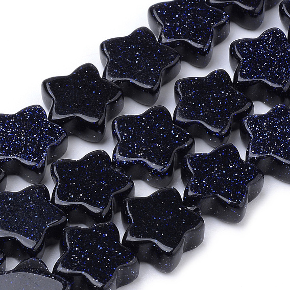 Synthetic Blue Goldstone Beads Strands, Star