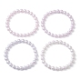 Pulseras elásticas con cuentas redondas y perlas de imitación de plástico con pompón