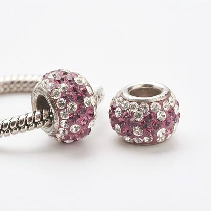 Austrian Crystal European Beads, Large Hole Beads, 925 Sterling Silver Core, Rondelle