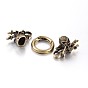 Tibetan Style Alloy Dragon Head with Ring Push Gate Spring Gate Rings, O Rings, 65x25mm, Inner Diameter: 10x7mm