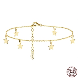 925 женские браслеты-цепочки из стерлингового серебра с подвесками в виде звездочек, с печатью s925